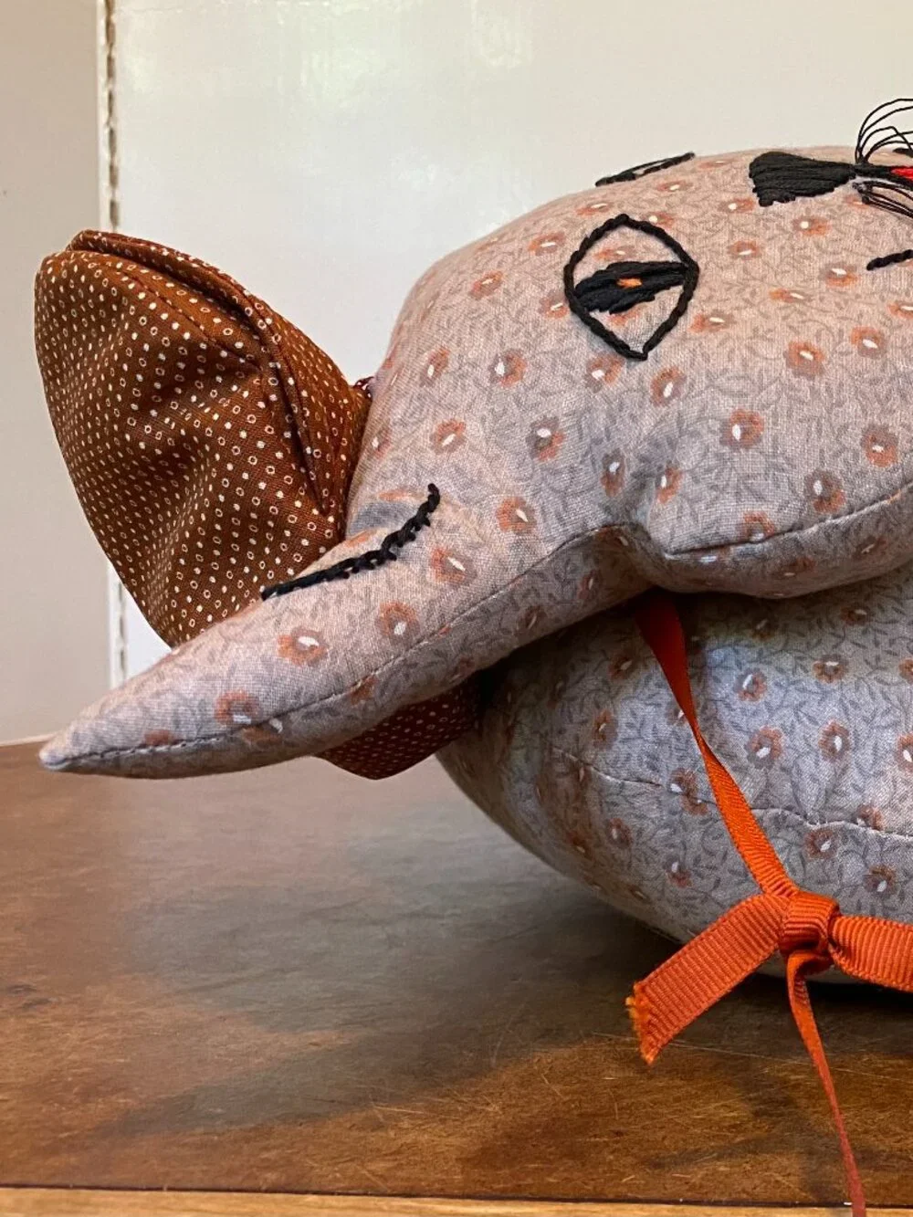 Quilted Cat Hat Pillow Rustic Cottage Country Plushie Decorative Vintage